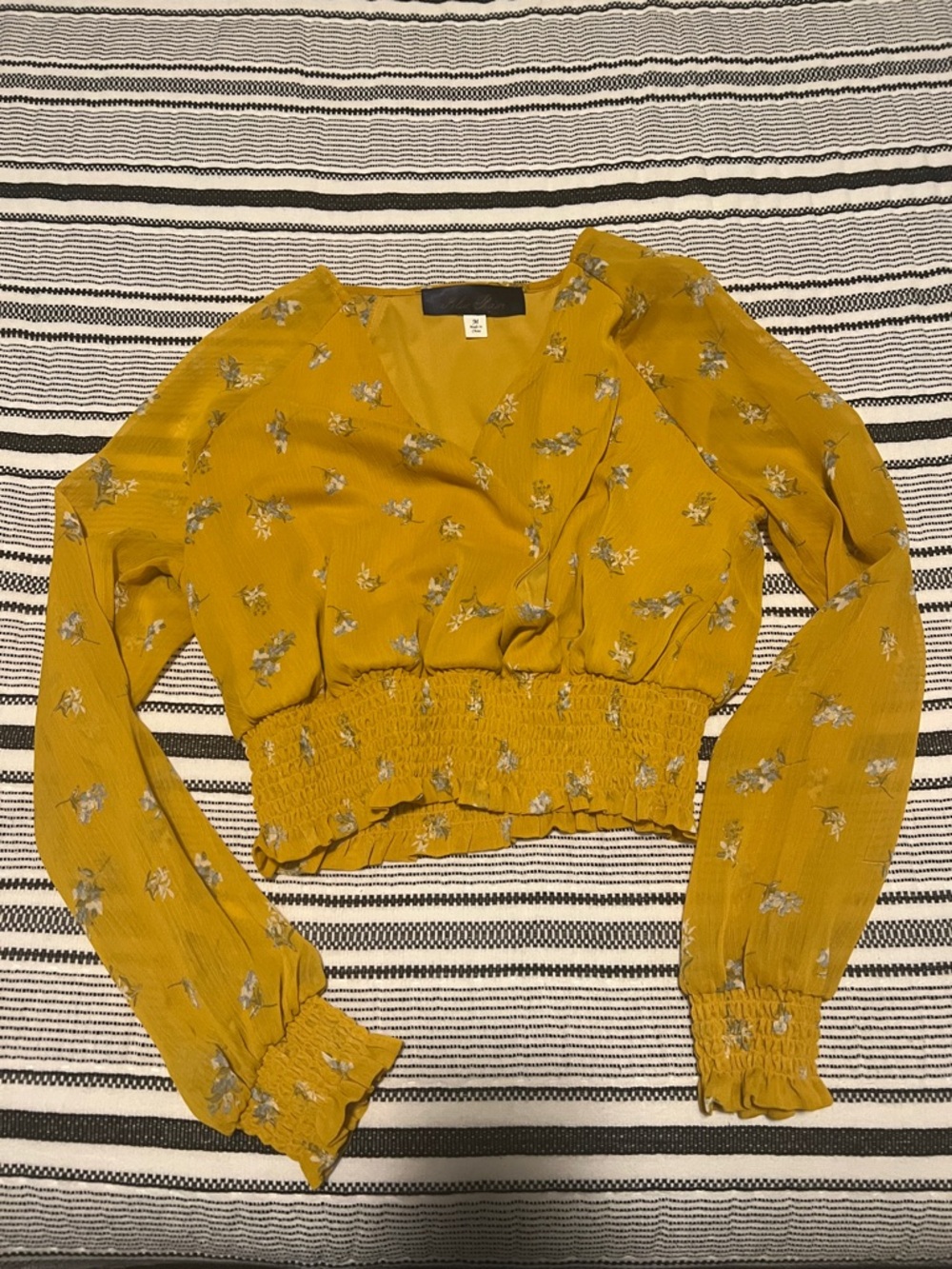 Yellow Floral Smocked Crop Top